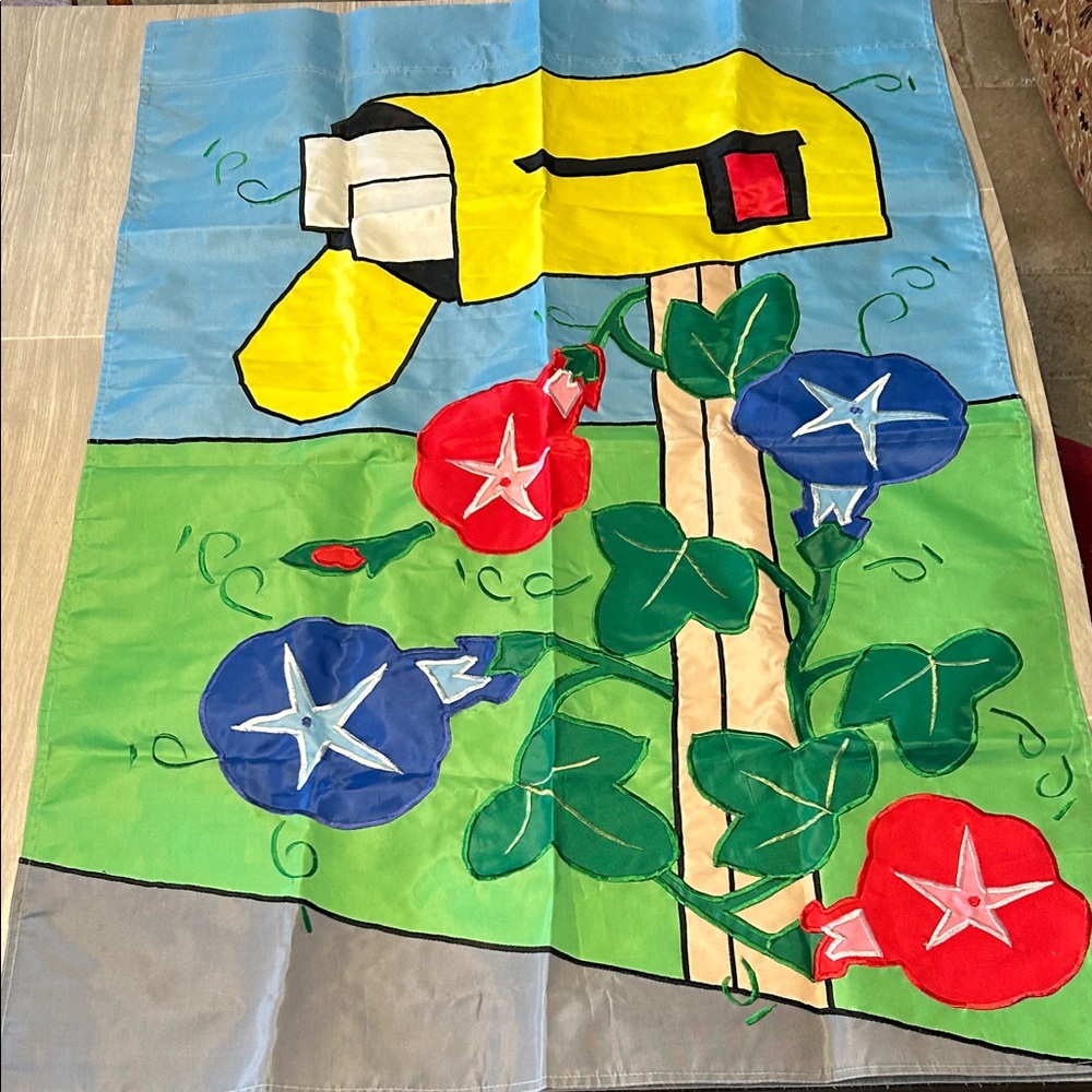 Colorful Garden Flag with Mailbox Design